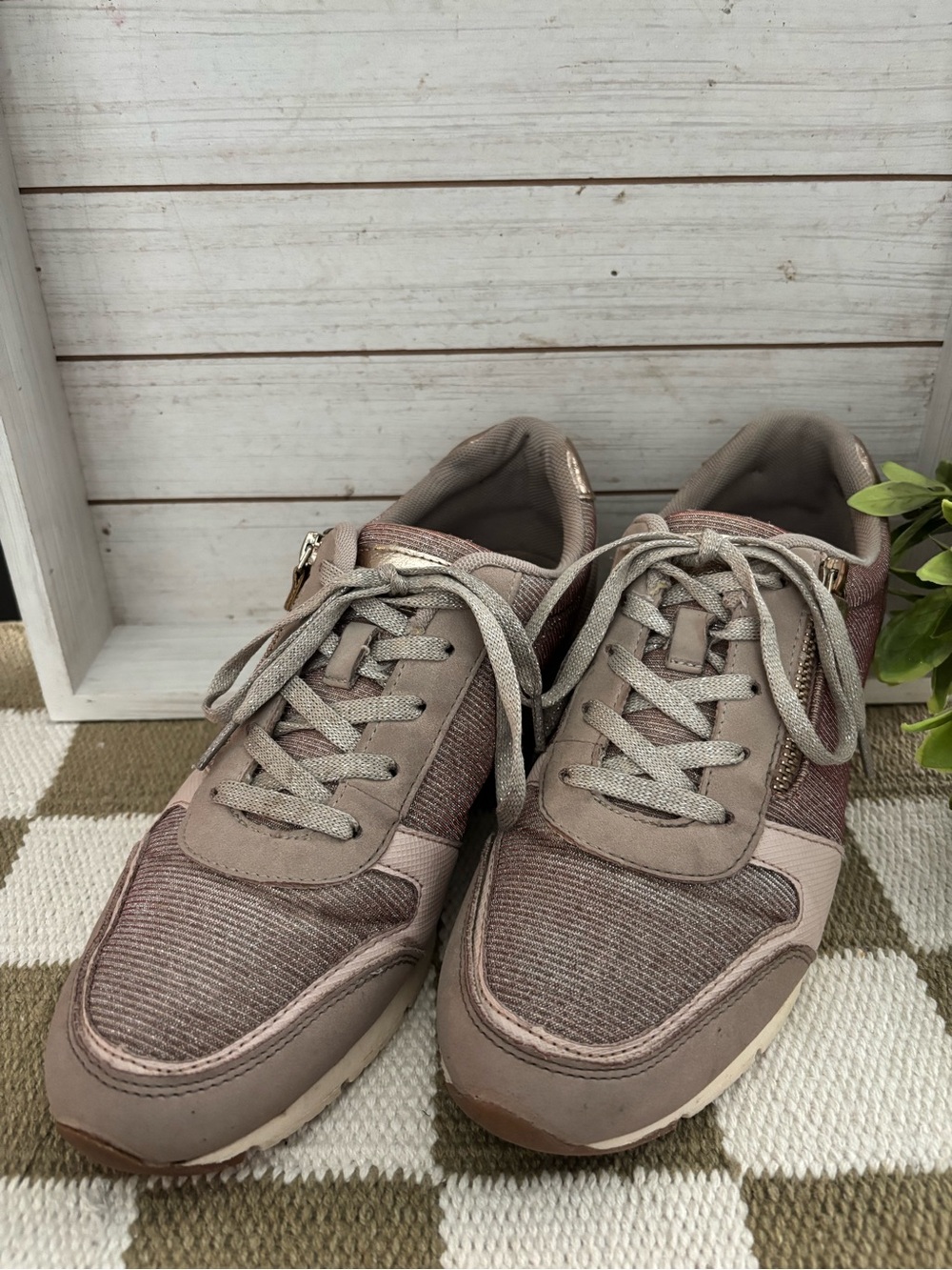 Graceland Women's Neutral Taupe Lace-Up Fashion Sneakers
